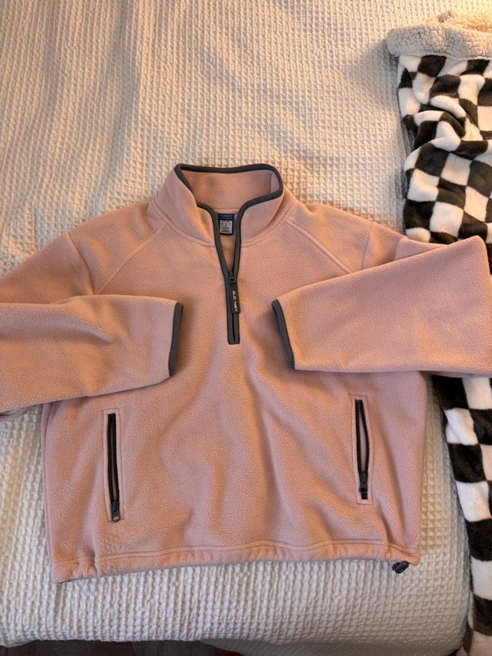 Old Navy Pink Quarter-Zip Fleece with Gray Trim